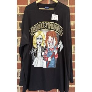 Chucky Tiffany Shirt Mens 4XL Double Trouble Y2K‎ Black Long Sleeve Graphic Tee